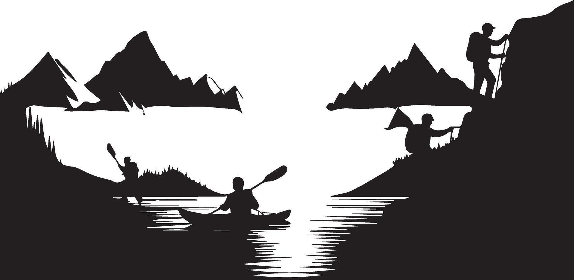 Backpacker and Hiker Silhouette Icons vector