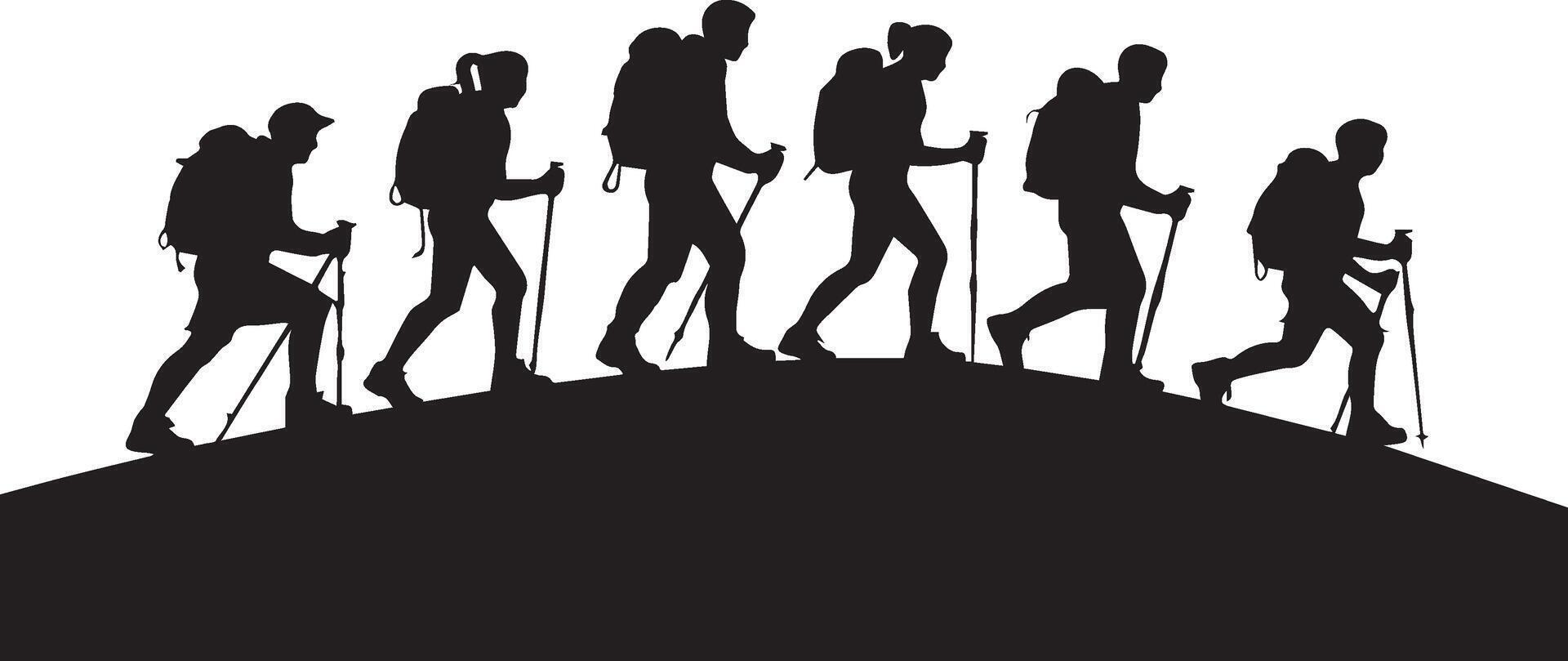 Adventure Icons Collection Black Filled Hiking Silhouettes vector