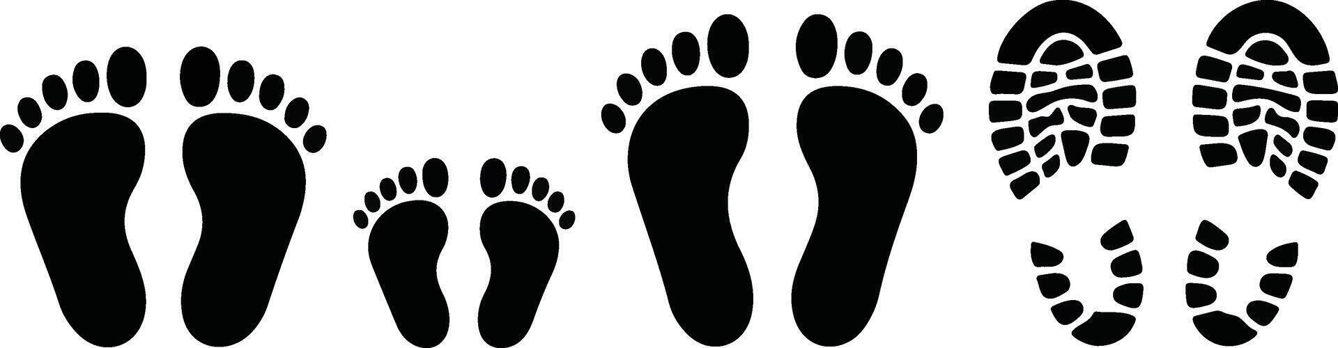 Human footprint illustration shows a black silhouette vector