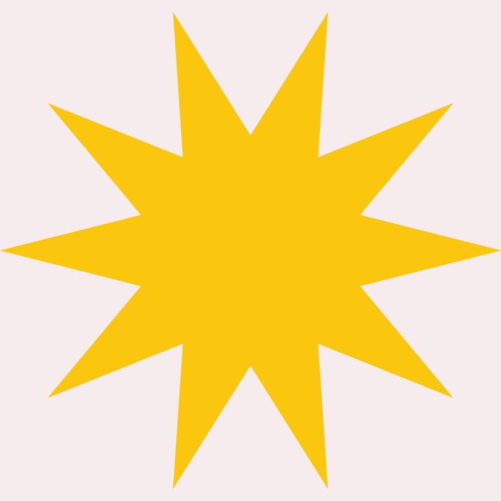 flat illustration with sun as symbol of warmth, light, summer happy vibe. White background and yellow star shines and gives energy with joy. Minimalistic concept, clipart collection vector