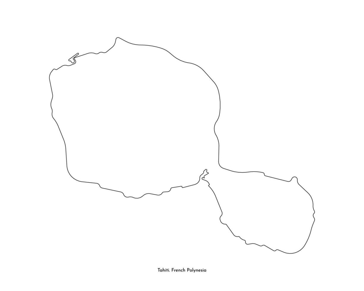 isolated simplified illustration icon with black line silhouette of Tahiti islands map. Part of French Polynesia. White background vector