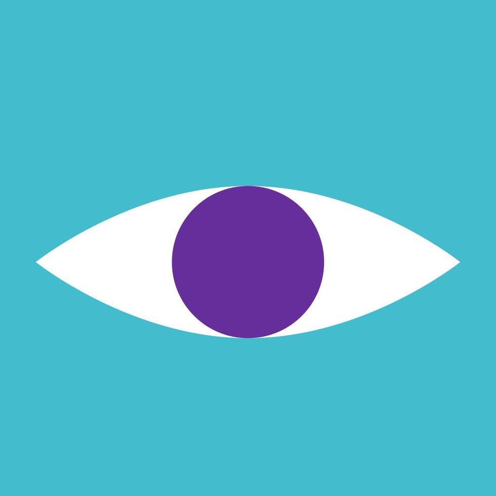 flat illustration with human eye as symbol of wide vision or sight. Bright background. Closeup minimalistic concept, clipart ophthalmologist collection vector
