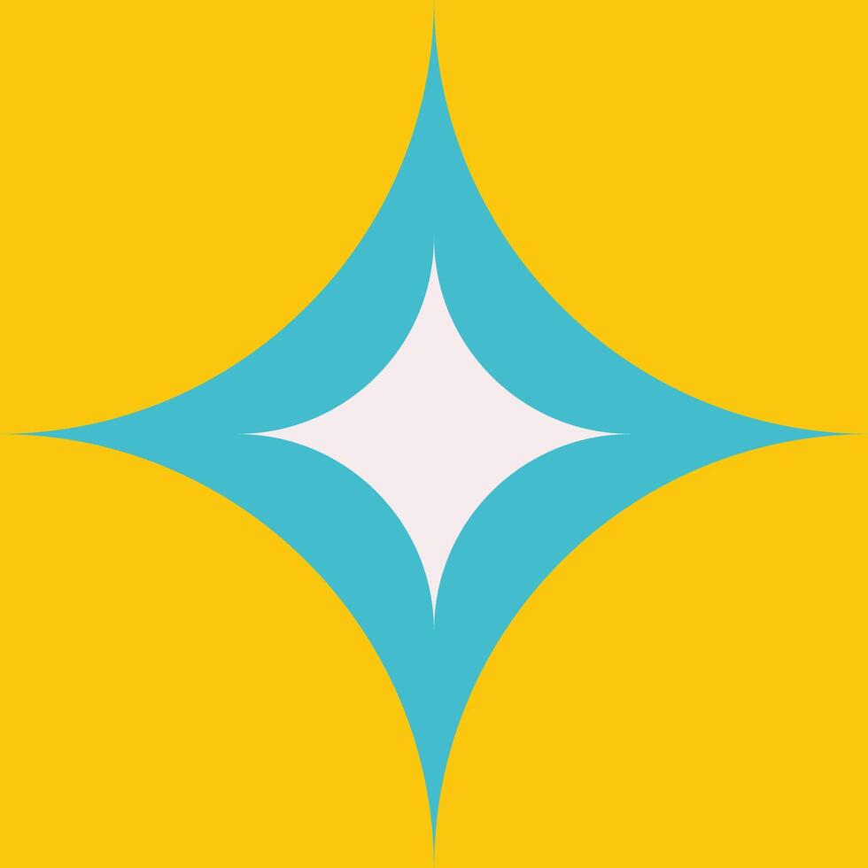 flat illustration with blue star as symbol of success, perfection and beauty. Bright yellow background with abstract element. Minimalistic concept, clipart collection vector