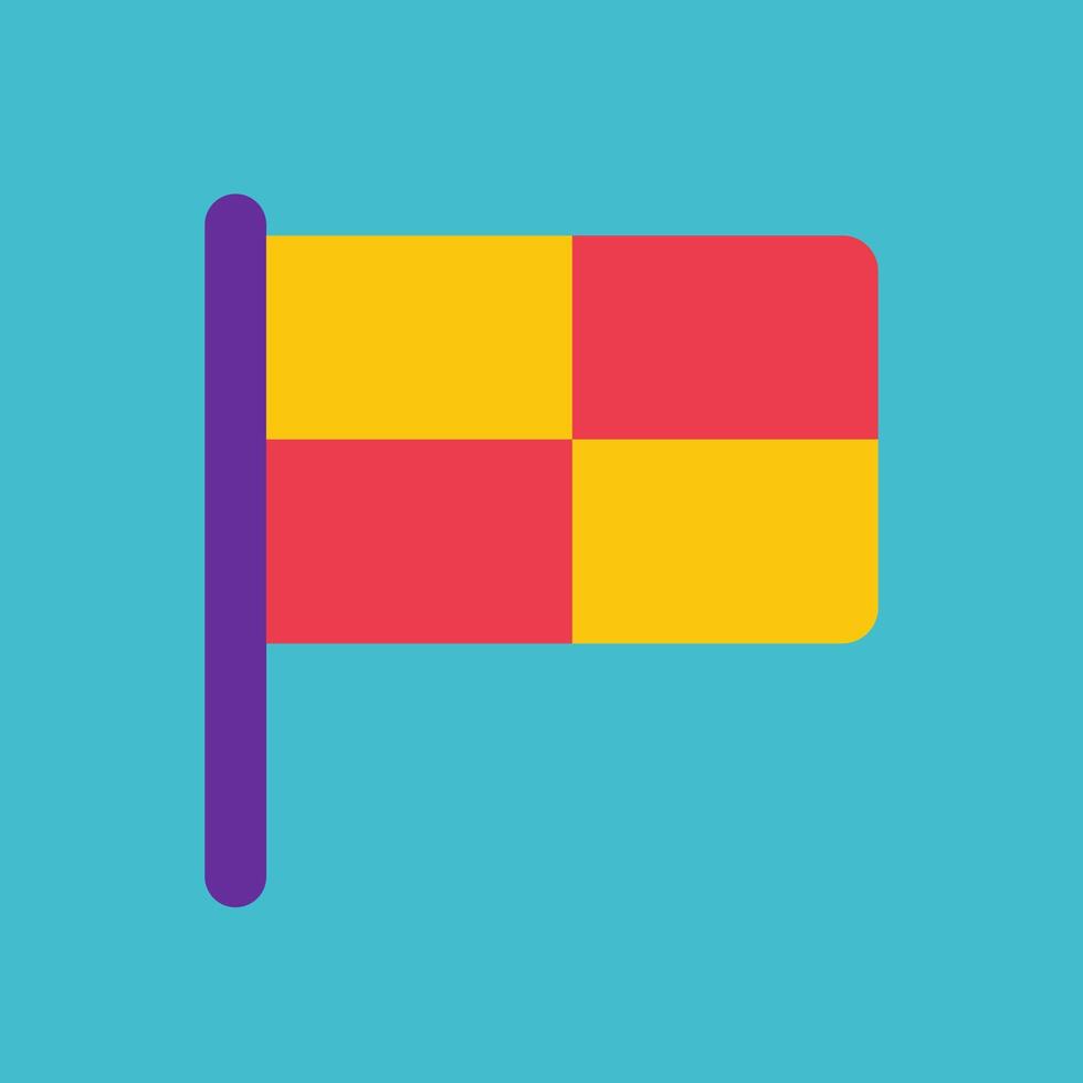 flat concept with checkered flag of referee on blue background. Minimalistic illistration with logo of judge flag as symbol of attention and accuracy on sportive competitions. Clipart sport collection vector