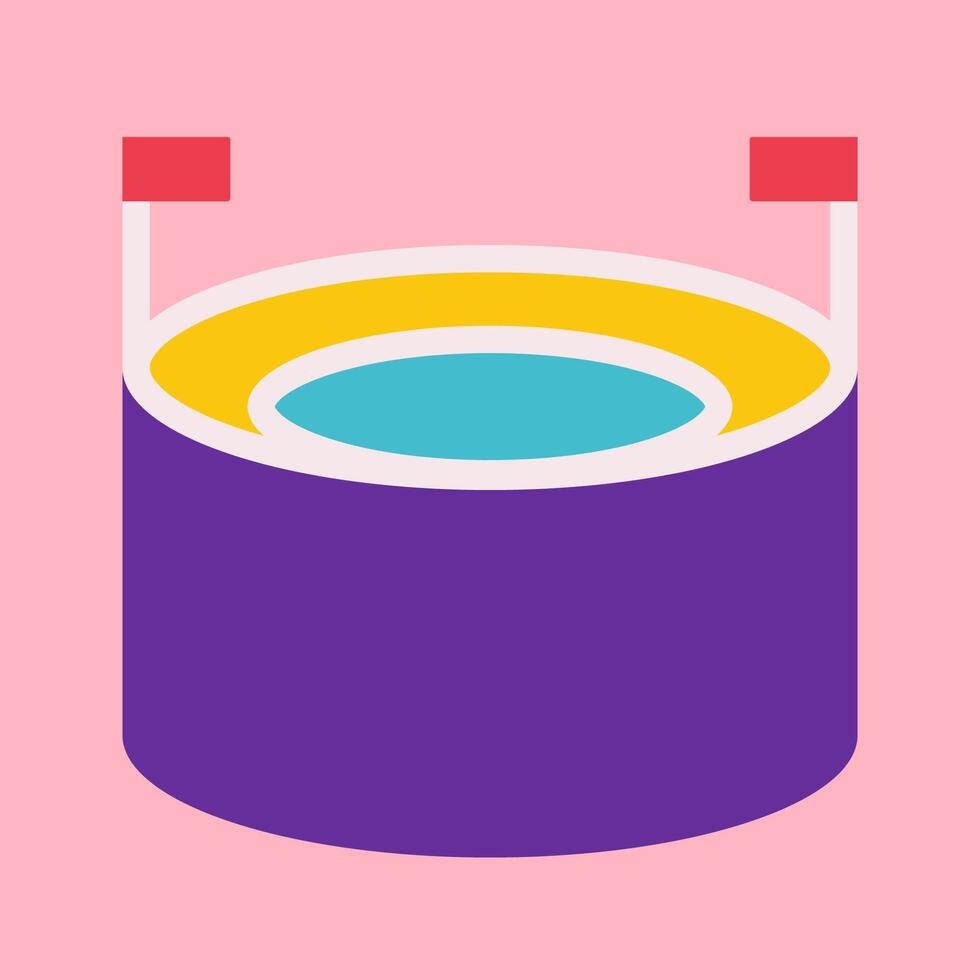 flat illustration with colorful stadium as symbol sportive game or championship. Arena for soccer match with fans seatings. Bright background. Minimalistic concept, clipart sport collection vector