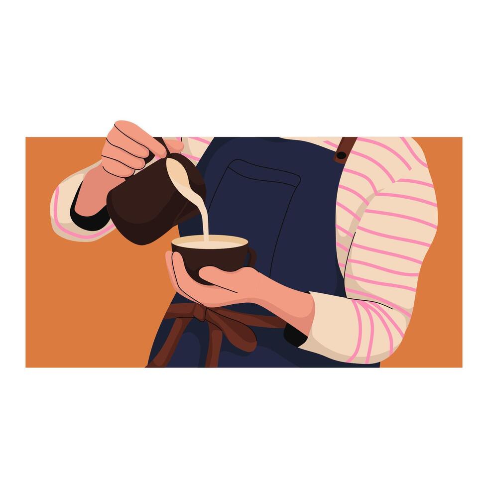 Barista Girl Making Coffee vector