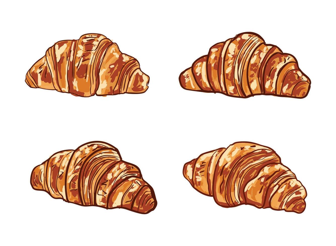 Hand-Drawn Croissant Set Illustration vector