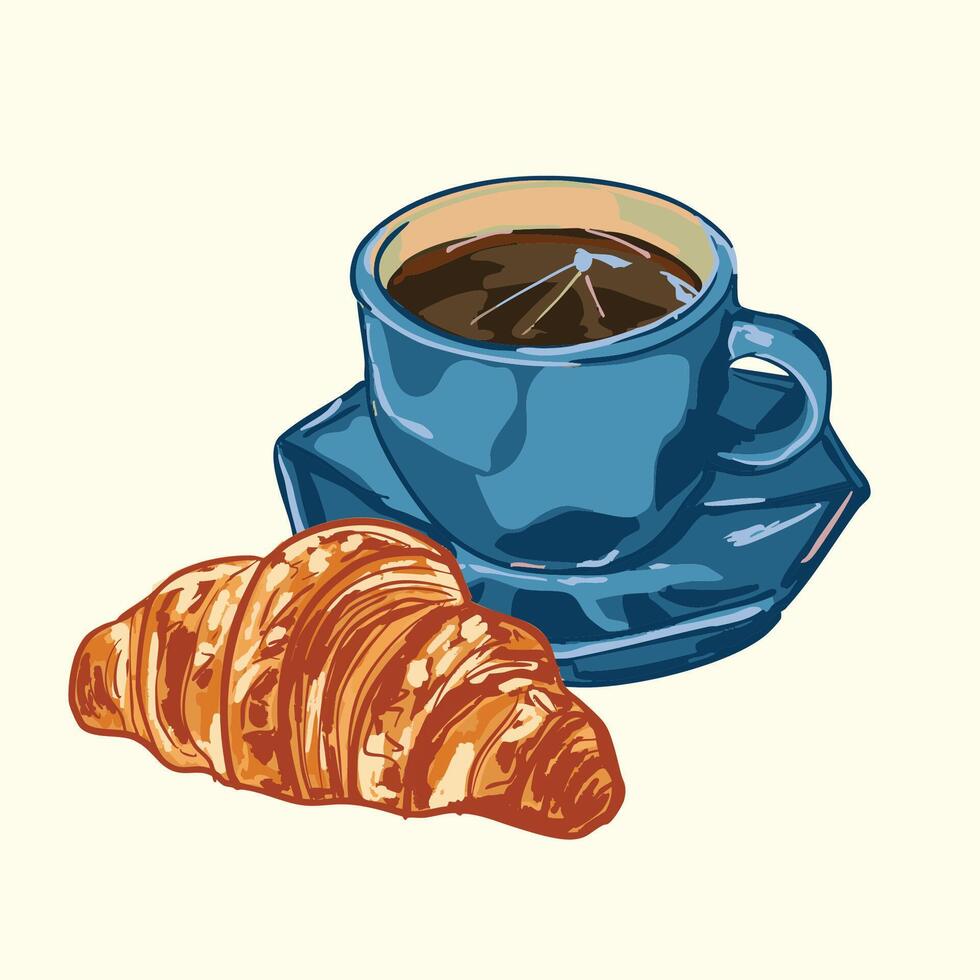 Coffee and Croissant Illustration vector