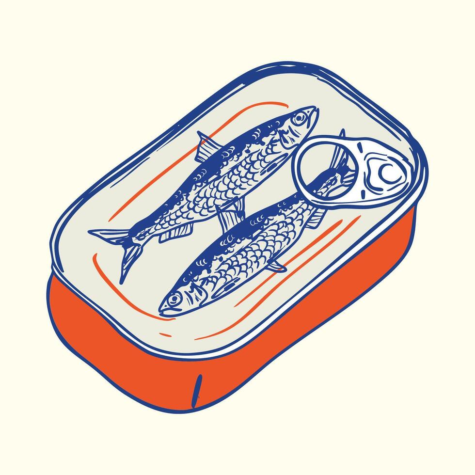 Vintage Sardines in Closed Tin Can Illustration vector