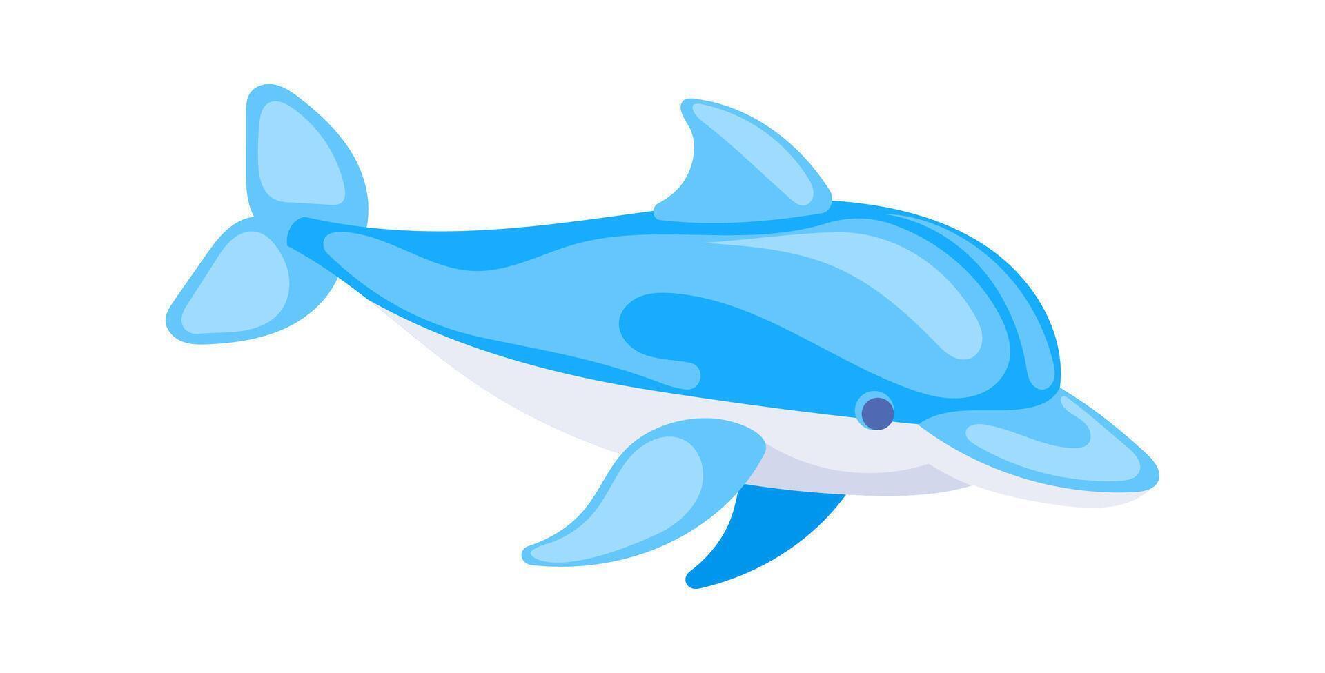 Cute cartoon dolphin swimming in the ocean vector