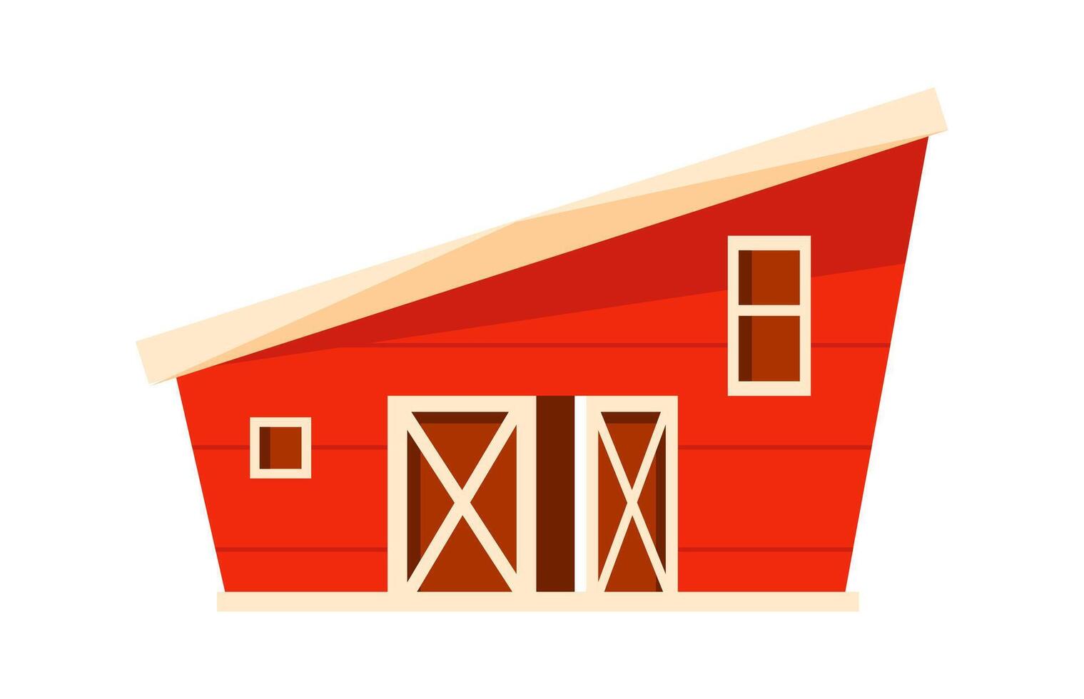 Red barn representing traditional american farming building with wooden doors and small window vector