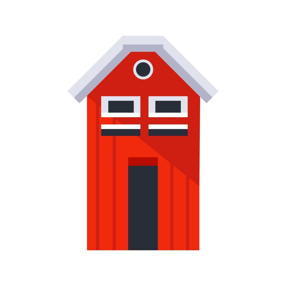 Traditional norwegian rorbu house standing on white background vector