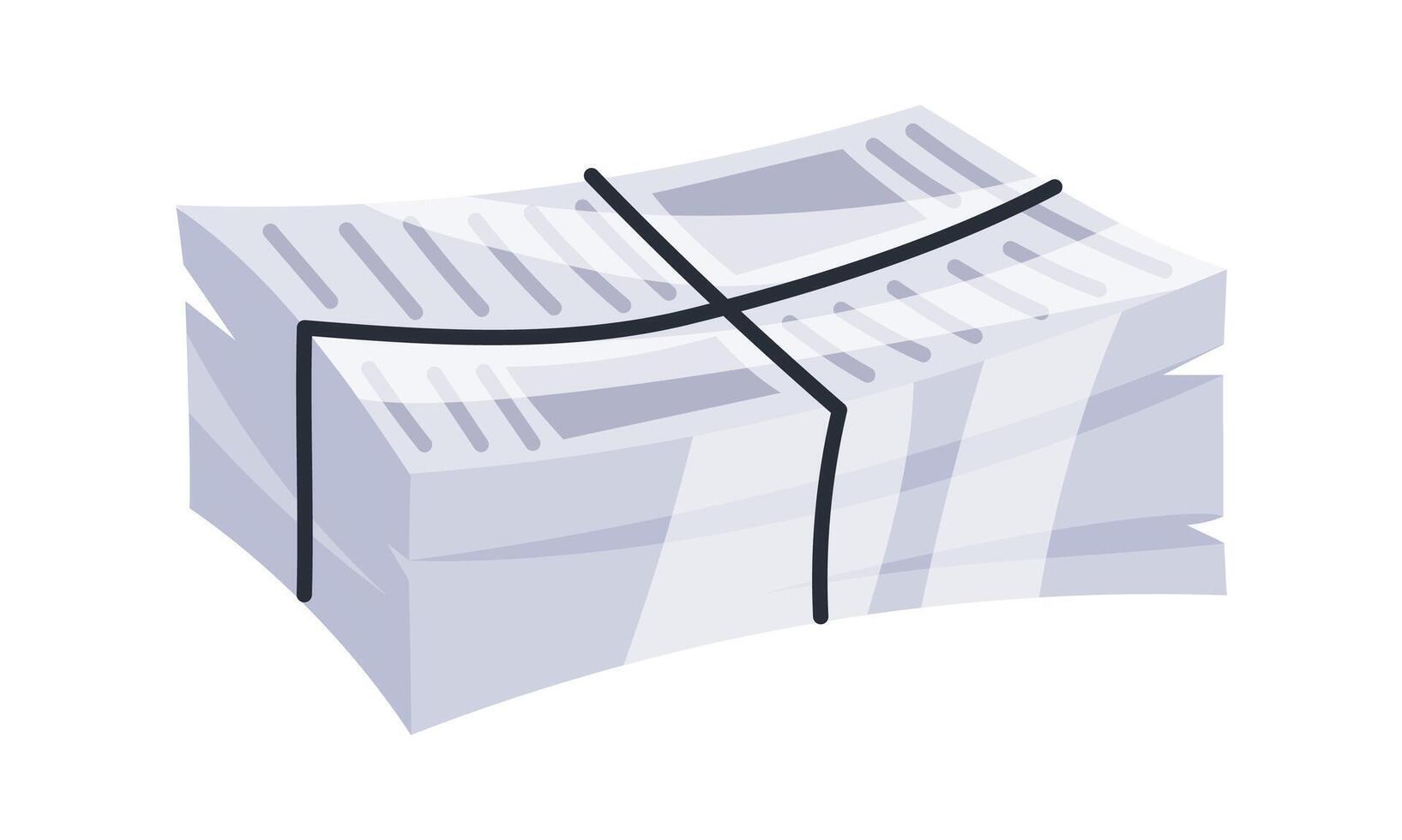 Stack of newspapers tied with string representing daily news and information vector