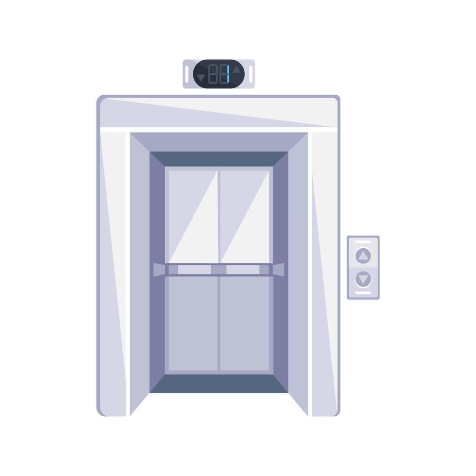 Modern elevator with open doors is going up to the 88th floor vector