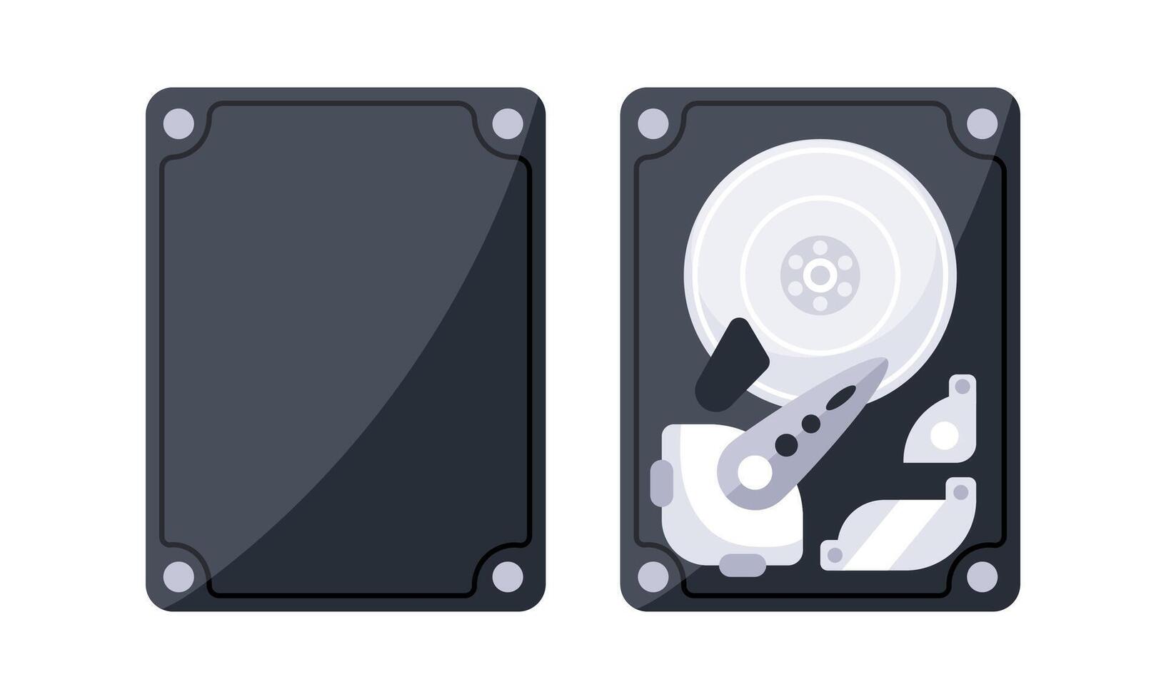 Internal Hard Disk Drive Open and Closed Cases vector