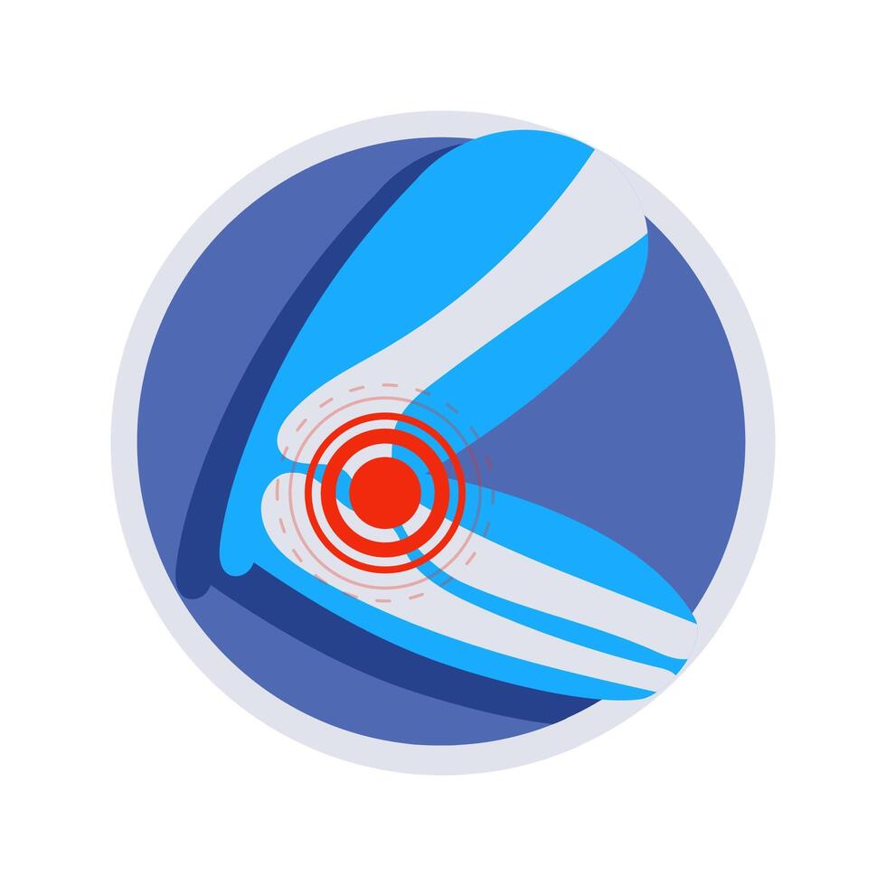 Elbow pain medical icon representing injury and inflammation vector