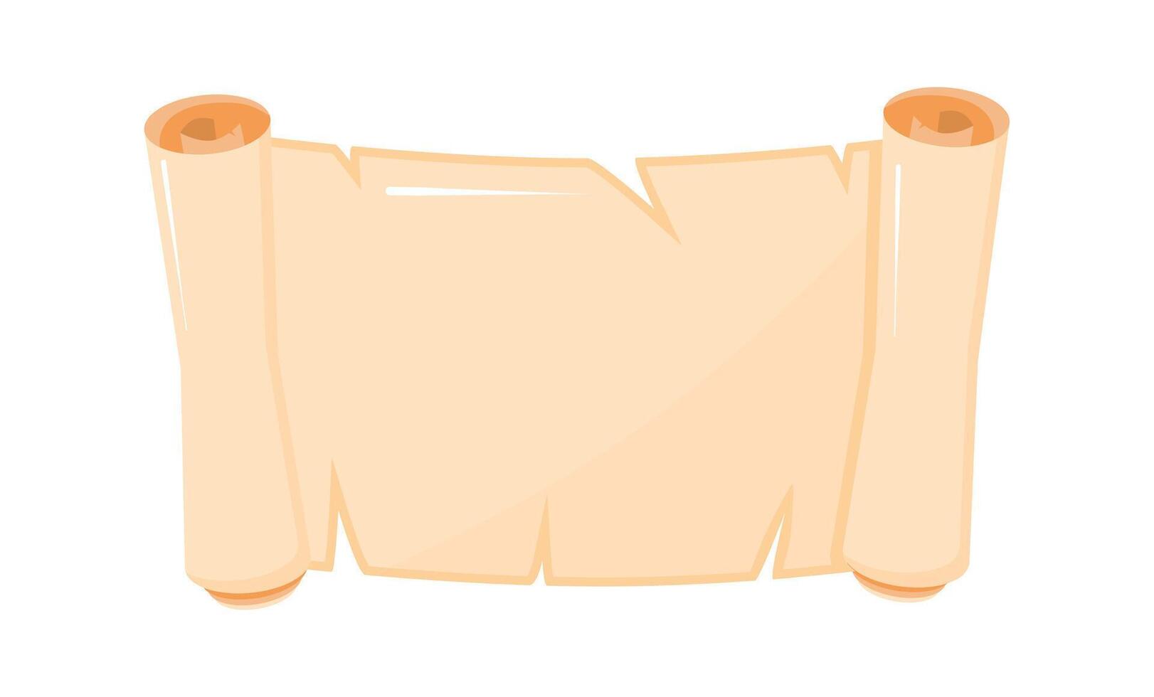 Old blank papyrus scroll is rolled up on both sides and isolated on white background vector