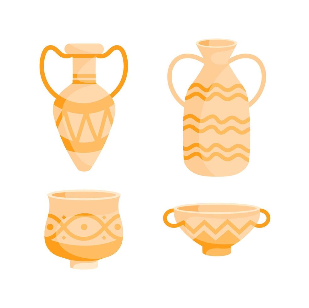 Four ancient vases representing different cultures and traditions are waiting to be discovered vector