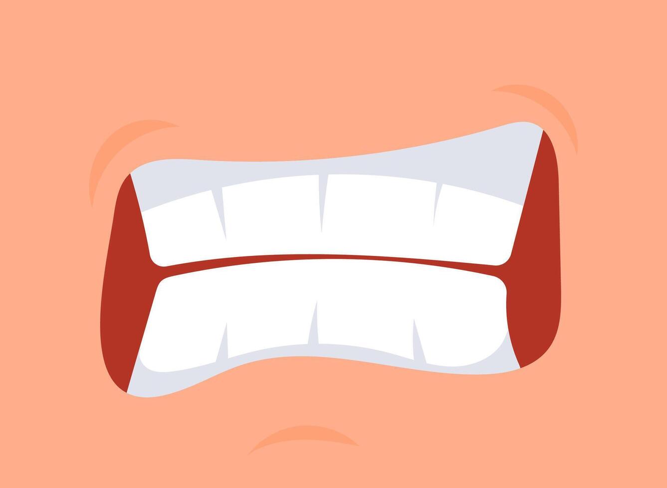 Cartoon mouth showing teeth and expressing anger, rage and fury vector