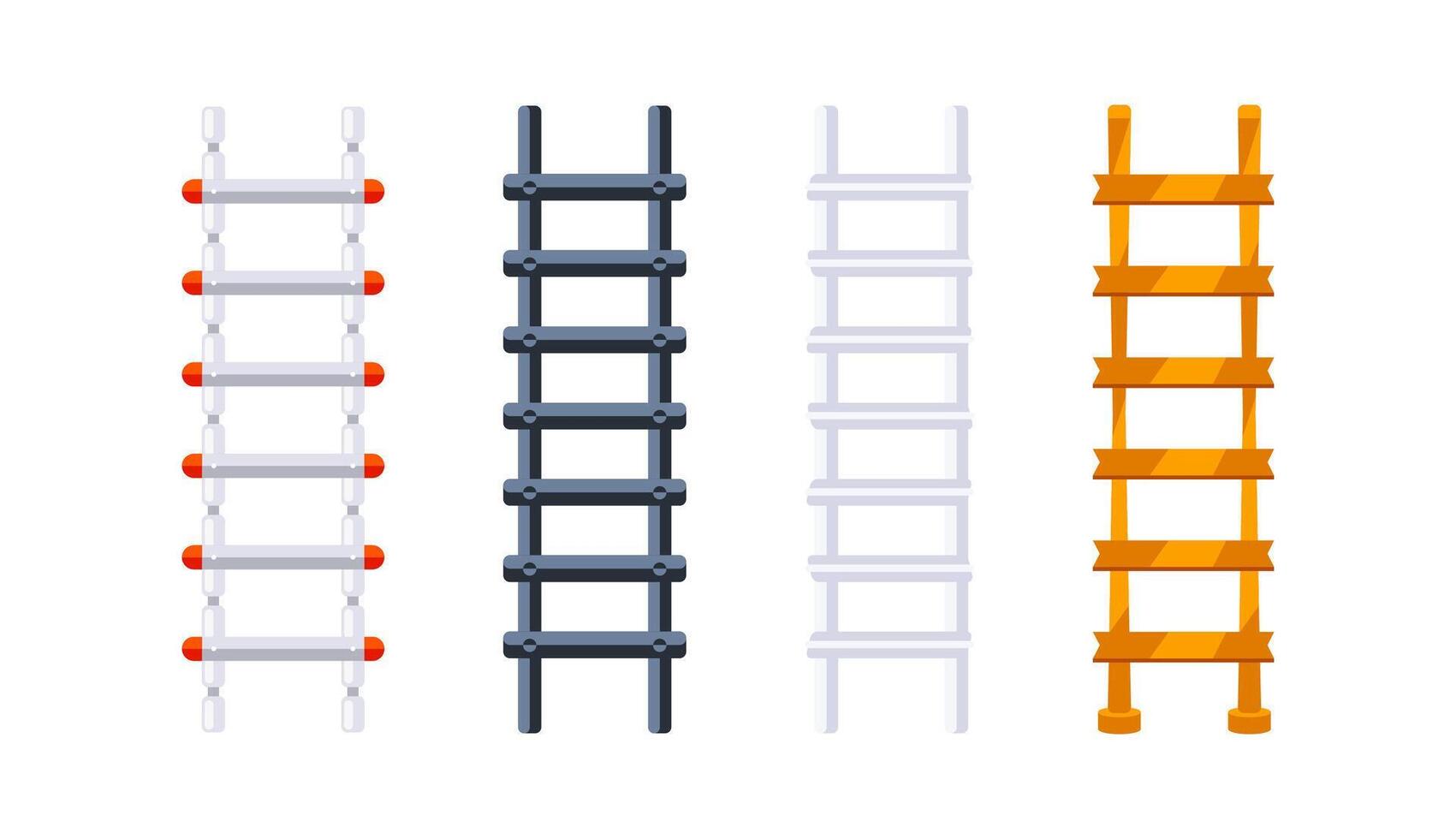 Four colorful ladders standing on white background vector