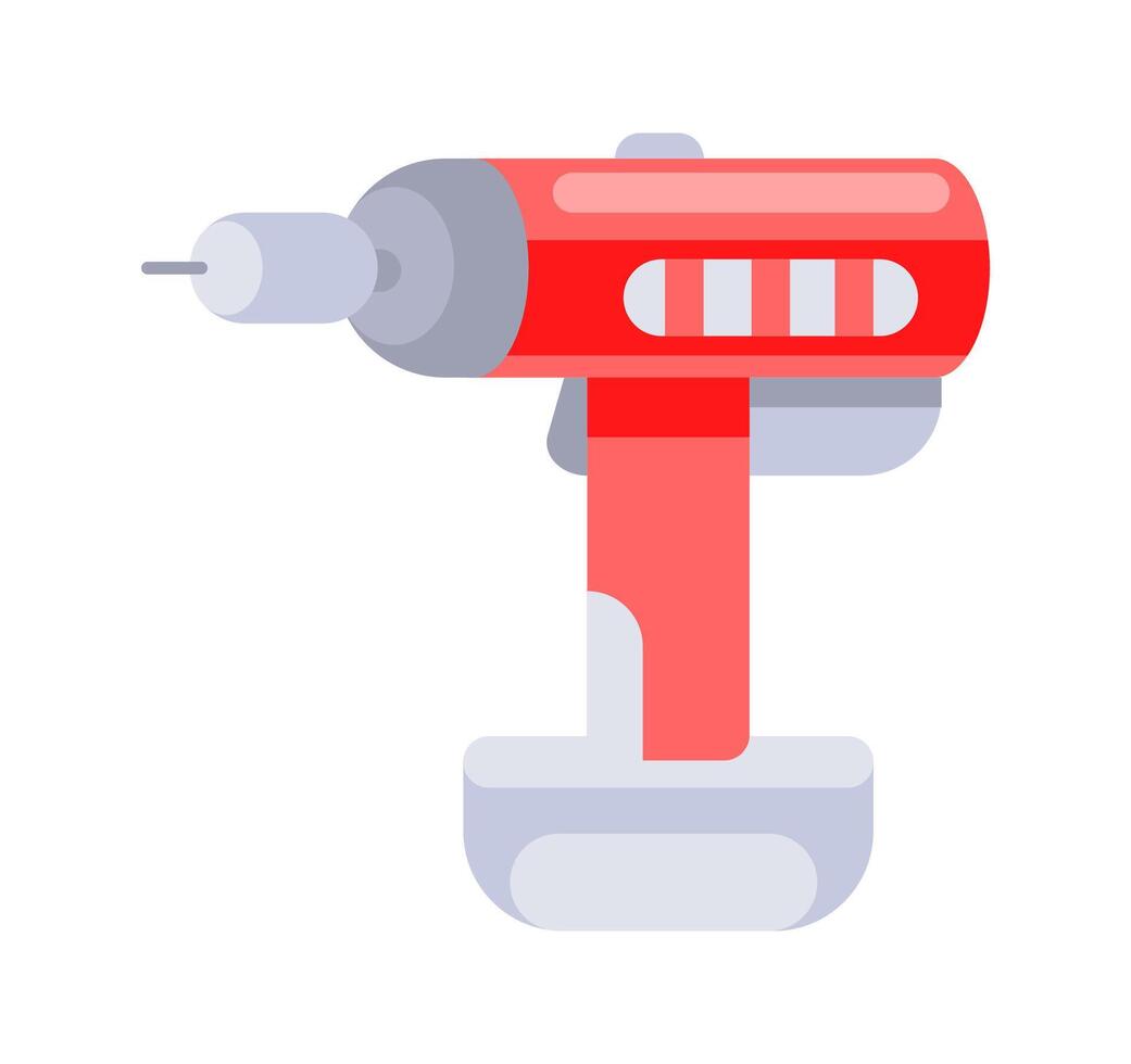 Red electric drill with drill bit for drilling and construction work vector