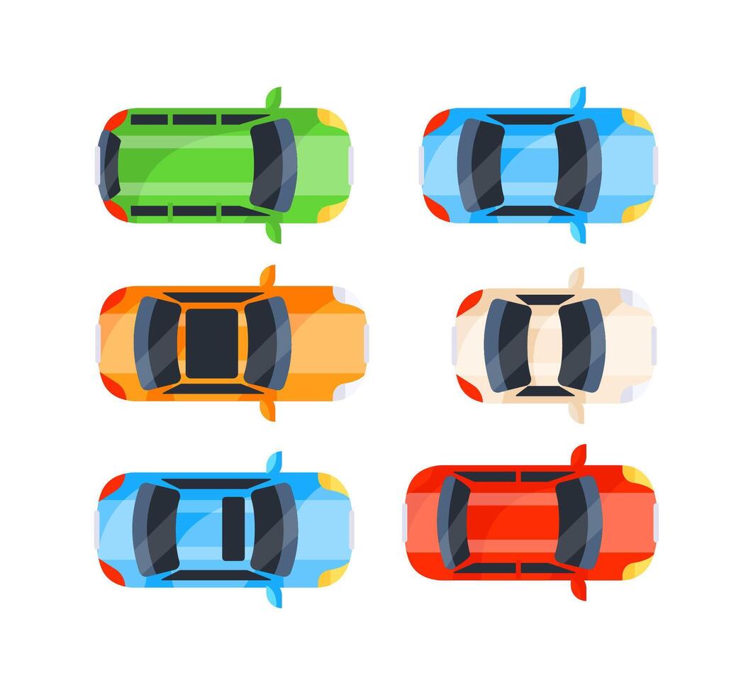 Colorful cars parking viewed from above forming a pattern vector