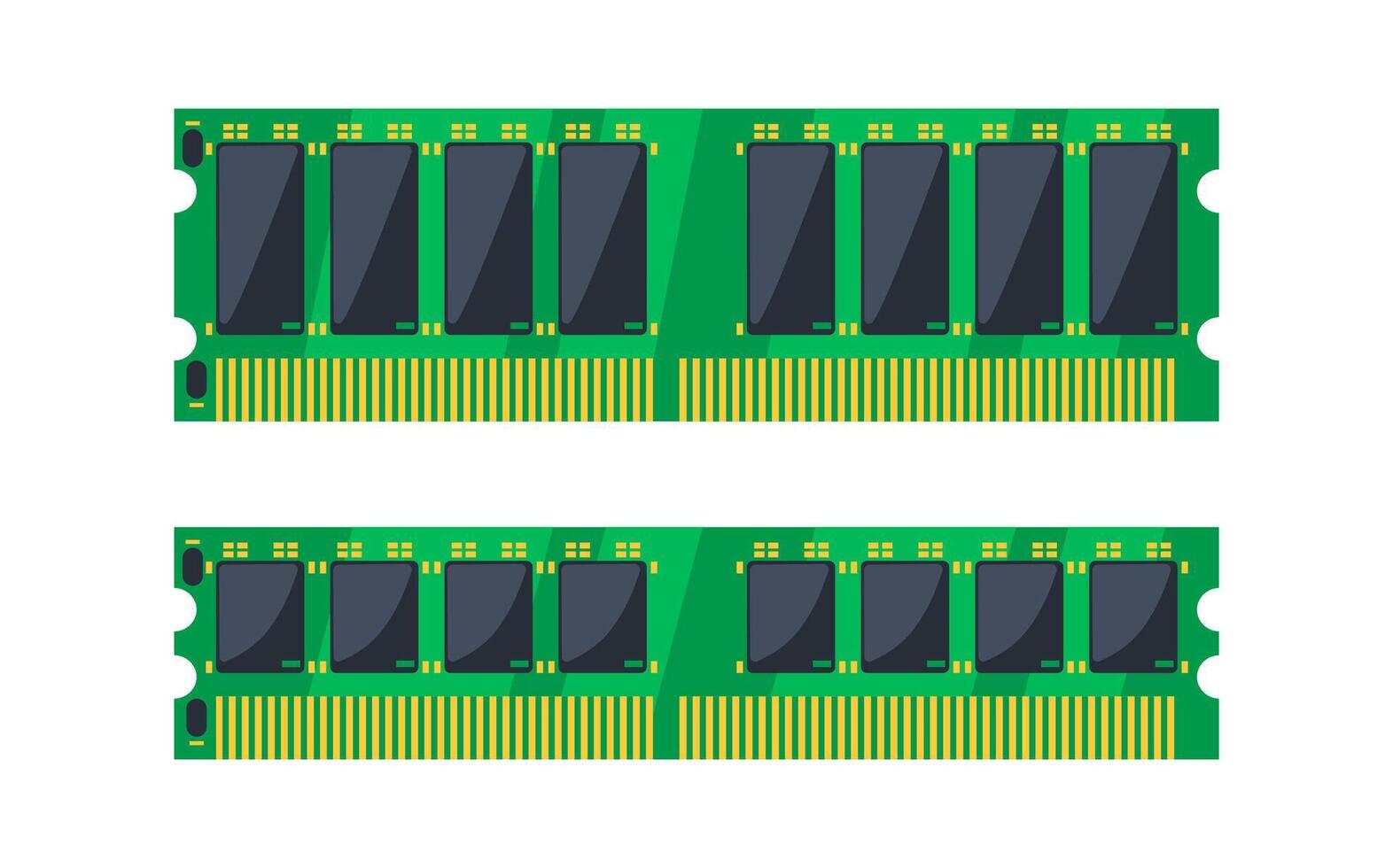 Two ram modules lying on white background vector