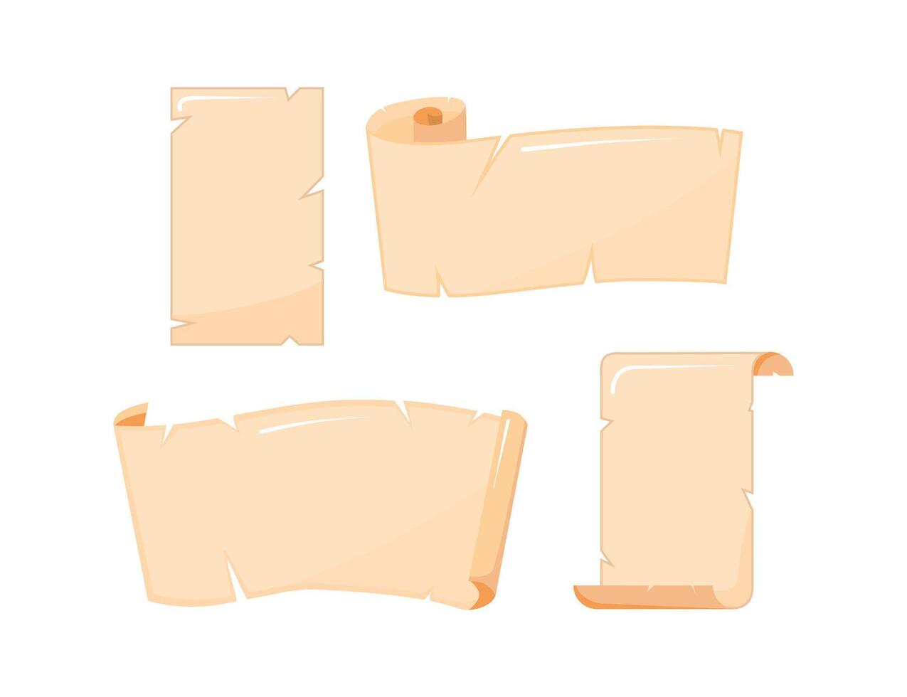 Set of old paper scrolls and sheets representing ancient documents vector