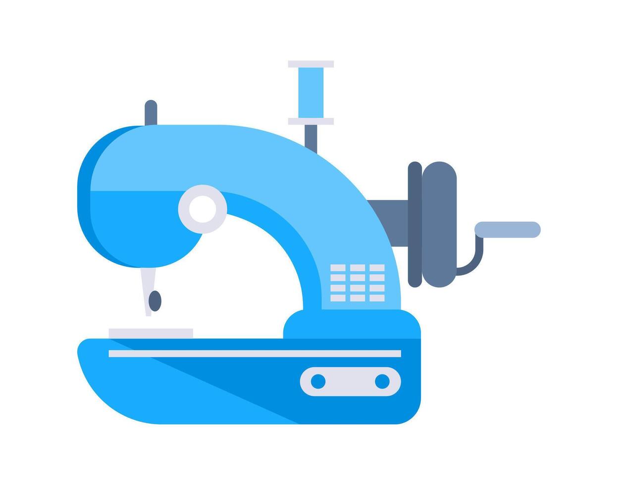 Modern electric sewing machine with needle and thread for crafting and tailoring vector