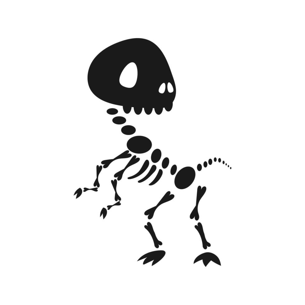 Stylized dinosaur skeleton standing on two legs vector