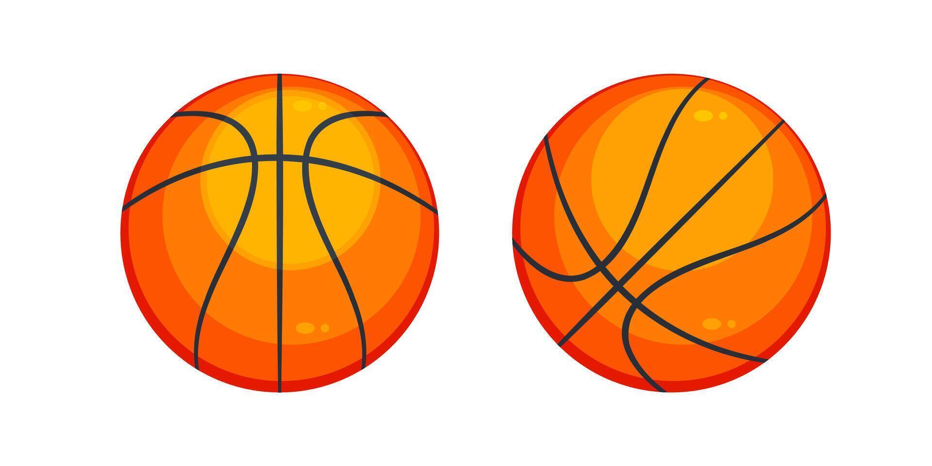Two orange basketballs representing sport and competition on white background vector