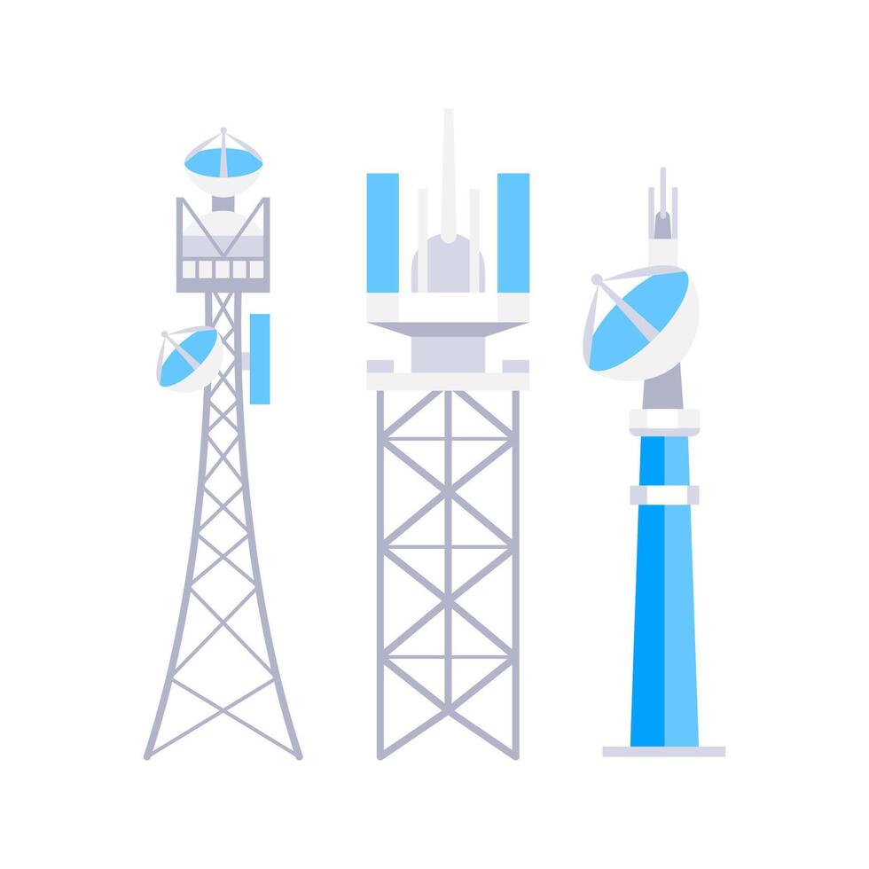 Telecommunication towers providing global connection supporting data transfer vector