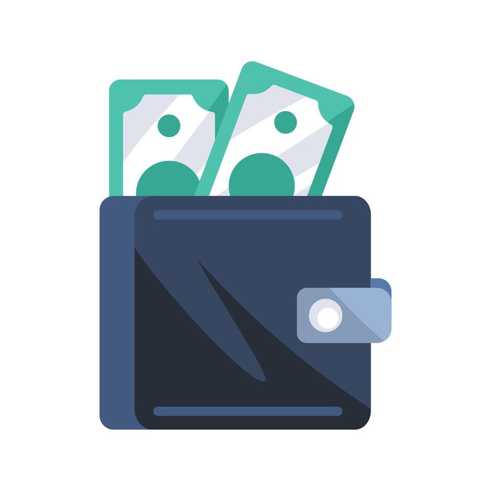 Wallet containing banknotes representing saving and personal finance vector