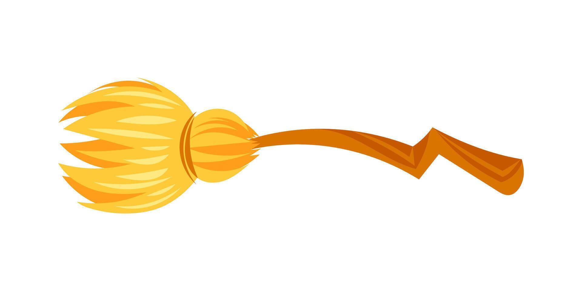 Witch's broom flying on white background, ideal for Halloween projects vector