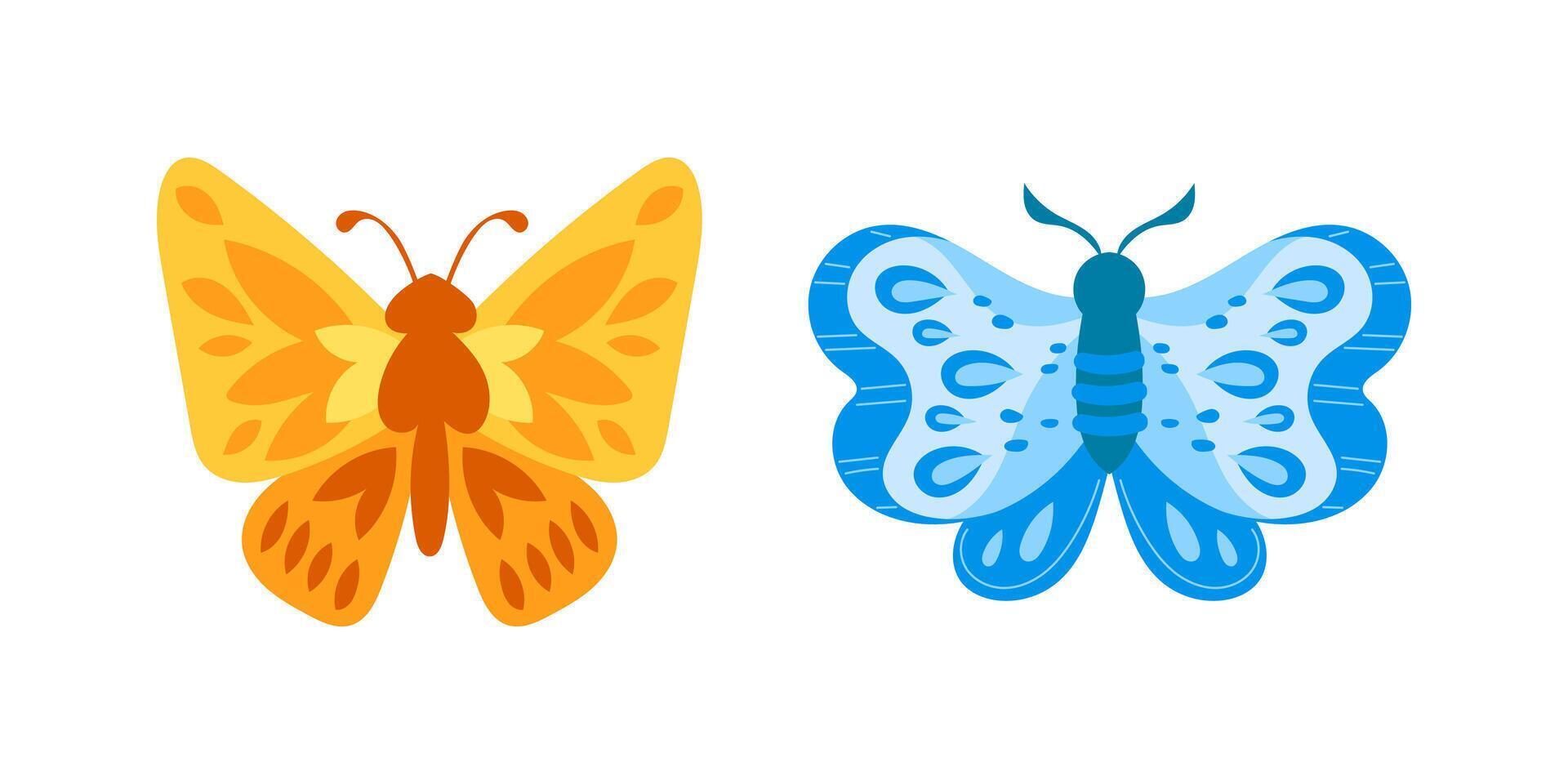 Two colorful butterflies showing their beautiful wings vector