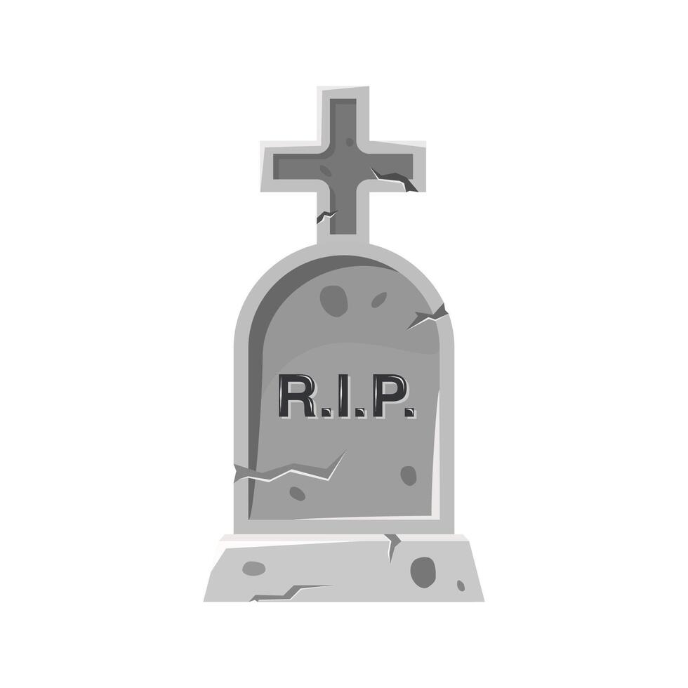 Gravestone with a cross showing R.I.P. Abbreviation for rest in peace vector