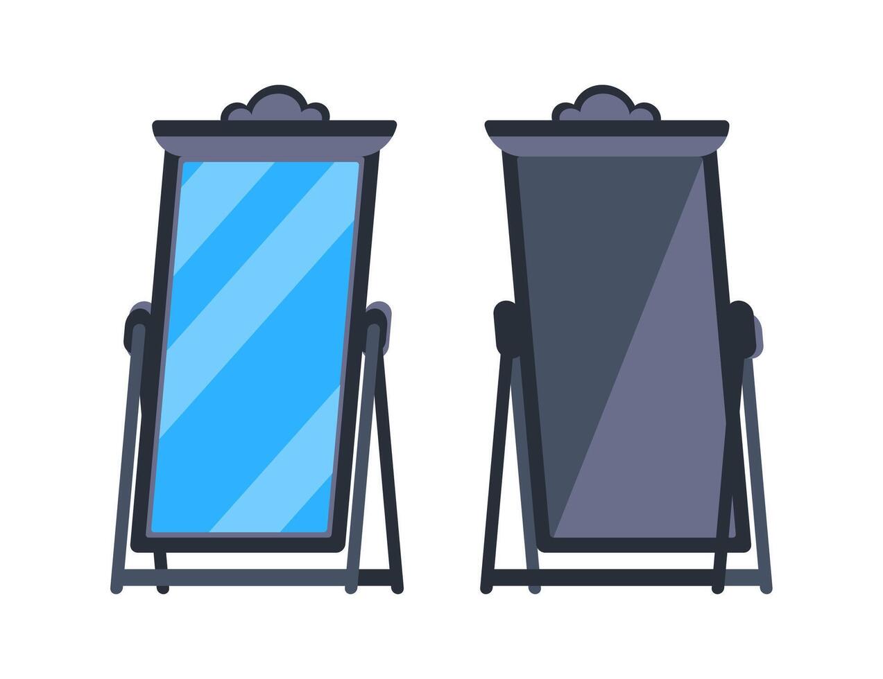 Cheval mirror reflecting and not reflecting showing front and back view vector