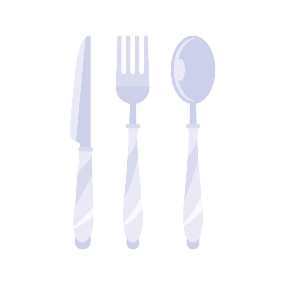 Silverware Cutlery Set with Knife, Fork, and Spoon vector