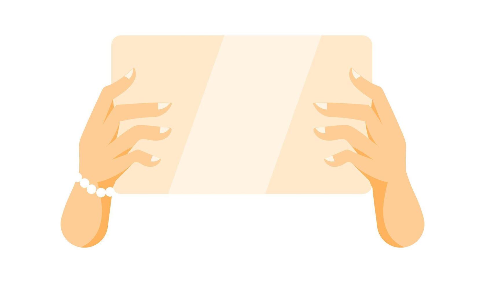 Woman hands holding blank card with copy space for advertising or promoting message vector