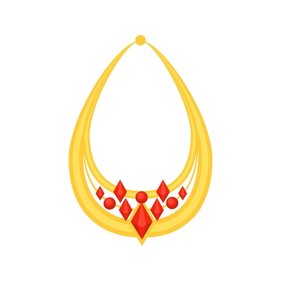 Golden necklace with red gemstones representing wealth and luxury vector