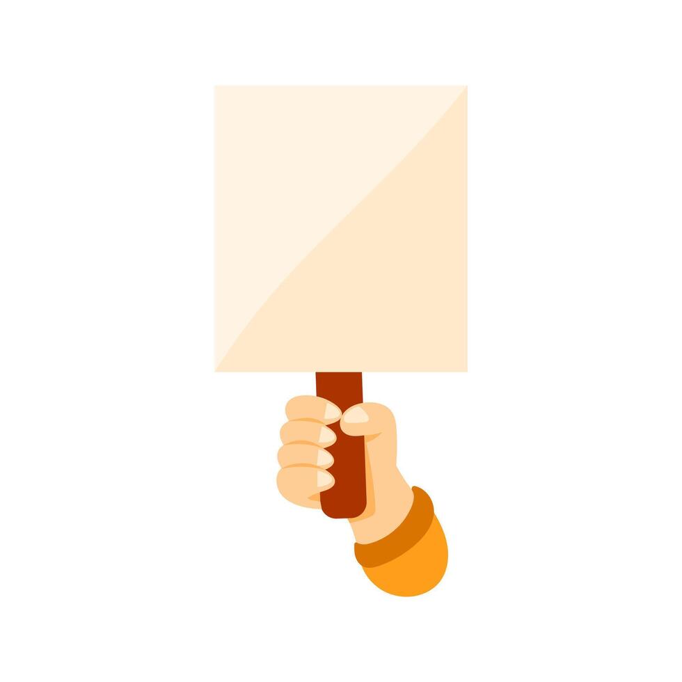 Hand holding blank protest sign on demonstration or picket vector