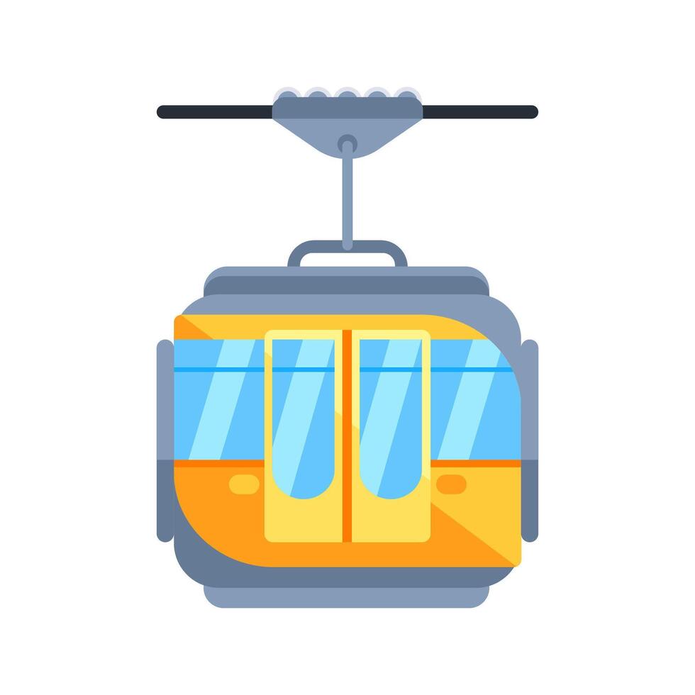 Cable car cabin hanging on a ropeway, public transport in the mountains vector