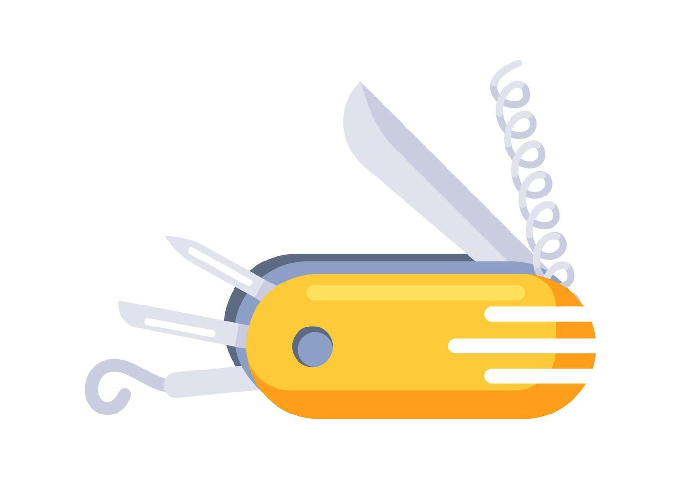 Yellow Multi Tool Pocket Knife Open Showing Tools vector