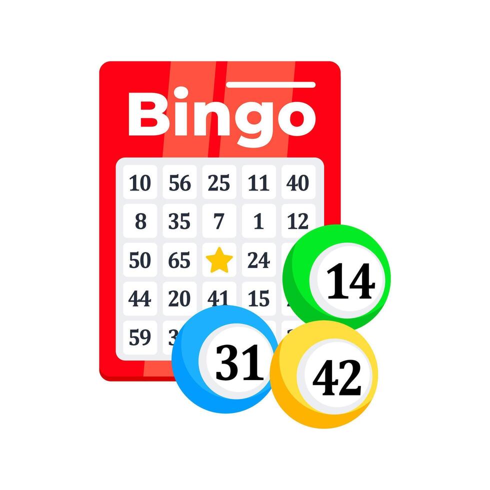 Bingo card with colorful balls showing winning combination vector