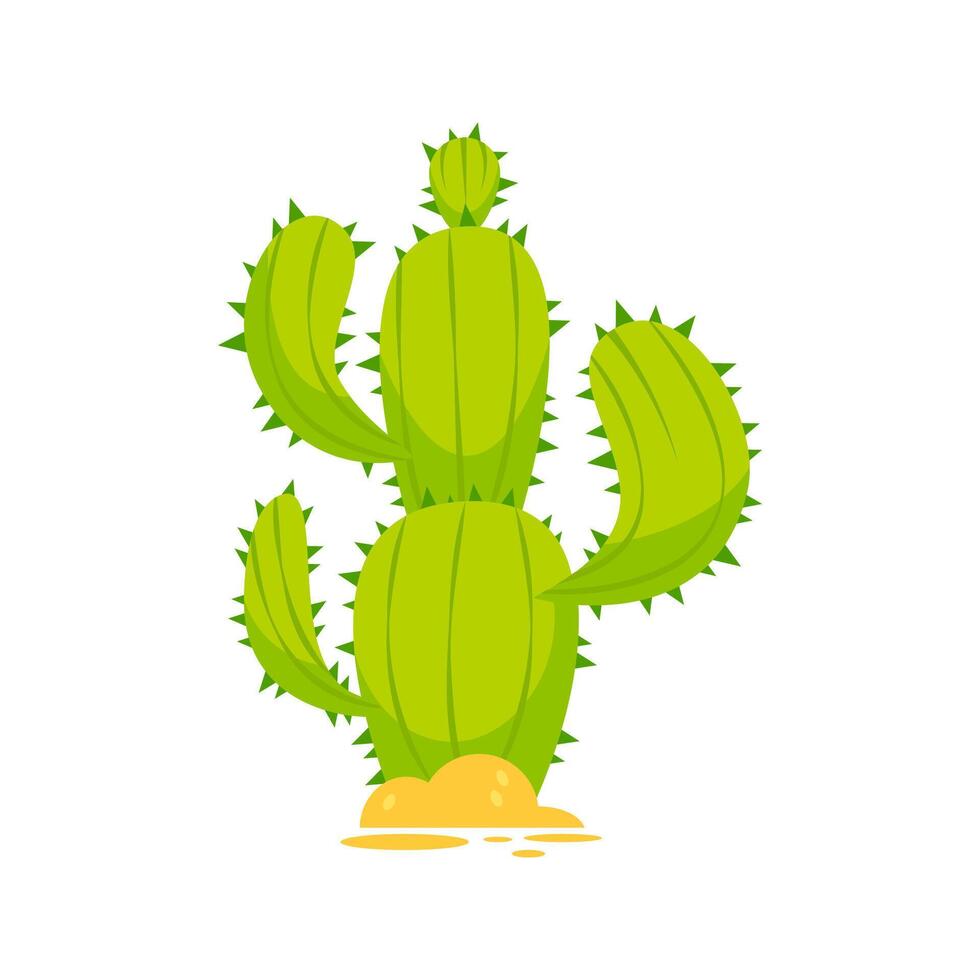 Large green cactus growing in the desert sand vector