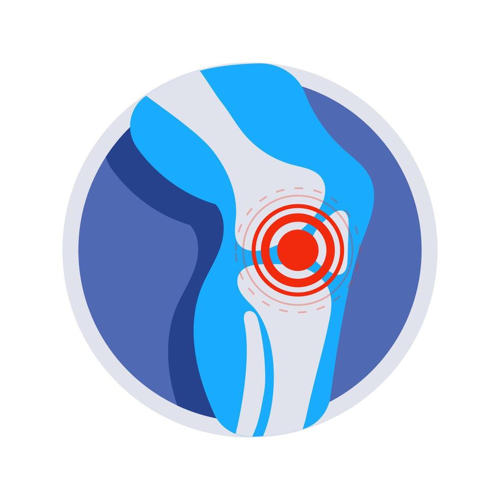 Knee pain medical icon representing injury and inflammation vector