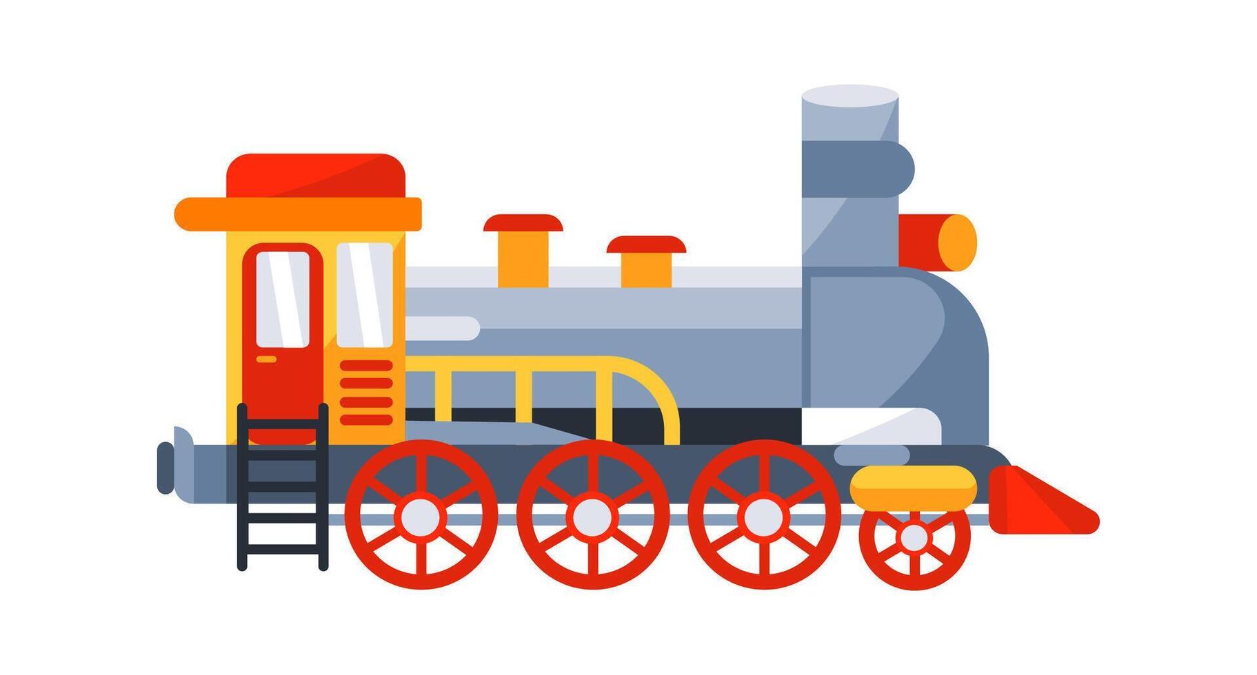 Colorful toy train waiting at the station ready to depart for a journey vector