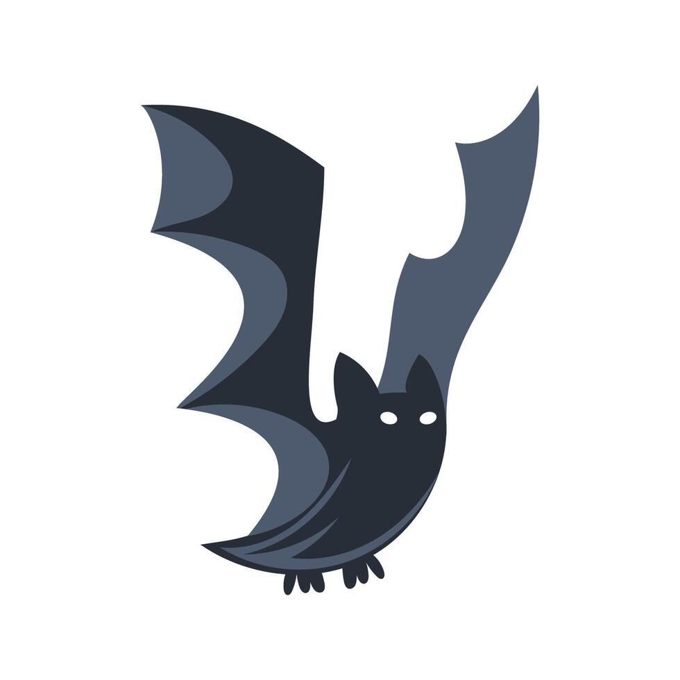 Flying vampire bat showing its large wings and white eyes in a spooky halloween illustration vector