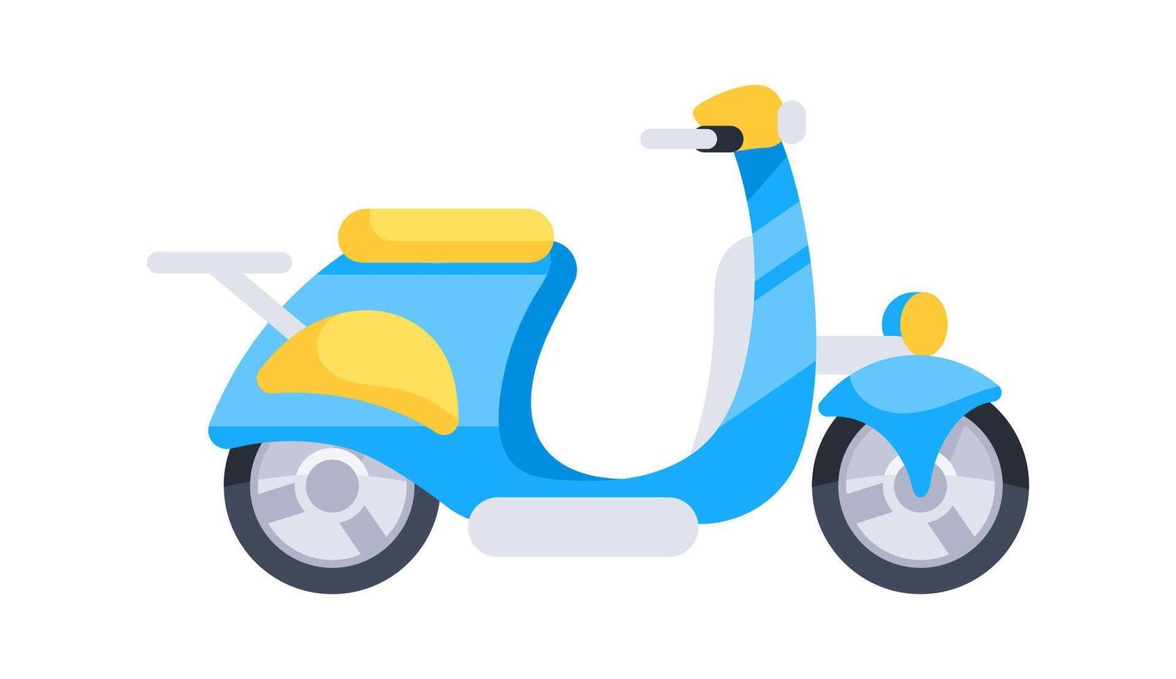 Blue and Yellow Scooter Standing Out on White Background vector