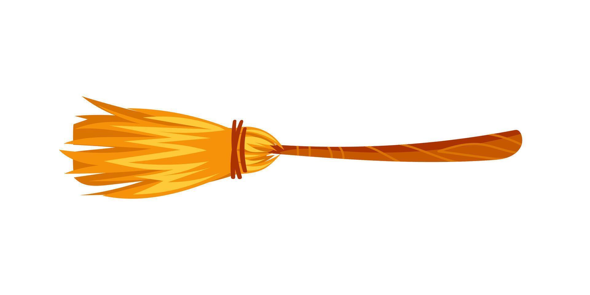 Witch Broom Flying on White Background for Halloween Party Decoration vector